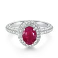 thumbnail image 2 of Gem Stone King 925 Sterling Silver Ring Oval Ruby Moissanite (2.24 Cttw), 2 of 5