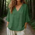 thumbnail image 2 of Jerdar Womens Oversized Summer Sweater Half Sleeve Batwing V Neck Dolman Sleeve Trendy Casual Knit Tops M, 2 of 8