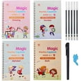 thumbnail image 1 of 4 Pcs Cahier de Pratique Magique pour Enfants - Cahier d'Écriture Réutilisable pour Enfants (Alphabet Dessin Numérique Livre de Mathématiques avec Stylo) (Style B), 1 of 9