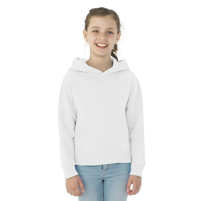 Jerzees Chandail à Capuchon en Molleton NuBlend pour Jeunes, TG, Blanc