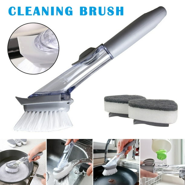 Kitchen Dish Scrubber Soap Automatic Dispenser Dishwashing Scrubber