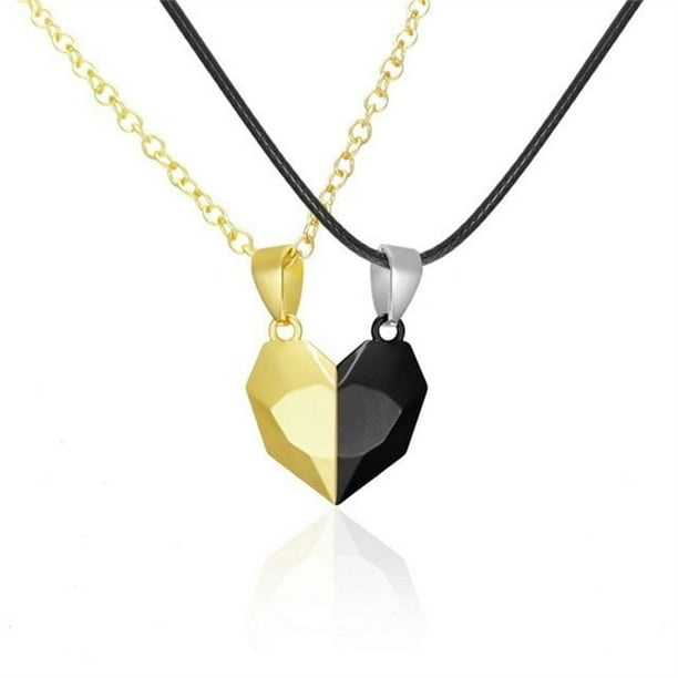 Decoración del hogar, collares para parejas, collar con imán tridimensional de corazón de amor, piedra de los deseos, atracción magnética, cadena de clavícula para novias y amigas.