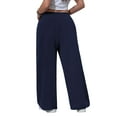 thumbnail image 5 of SWQZVT Plus Size Pants for Women Comfort Elastic Waisted Wide Leg Pants with Pockets Womens Casual Pants Loose Slacks XL, 5 of 8