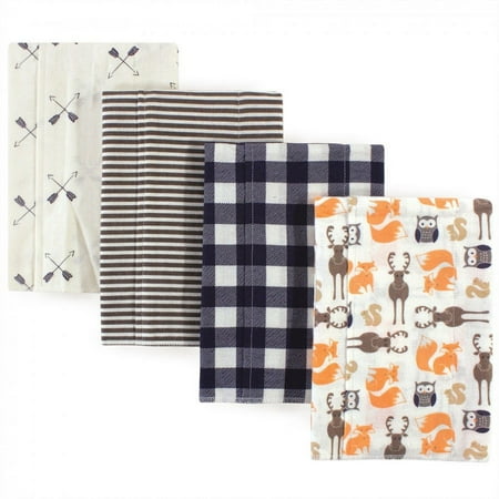 UPC: 0660168521184 | Hudson Baby Infant Boy Cotton Flannel Burp Cloths 4pk Forest One Size