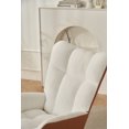 thumbnail image 4 of Soft Teddy Fabric Rocking Chair, Upholstered Glider Chair with High Backrest and Wooden Legs, Nap Armchair for Nursery Living Room Bedroom Balcony, White+Orange, 4 of 8