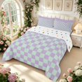 thumbnail image 2 of Manfei Contemporary Grid Full Size Comforter Sets,Checkered Art Bedding Comforter Set,Purple,Polkadot Reversible,3pcs,1 Comforter and 2 Pillowcases,3pcs,1 Comforter and 2 Pillowcases, 2 of 7