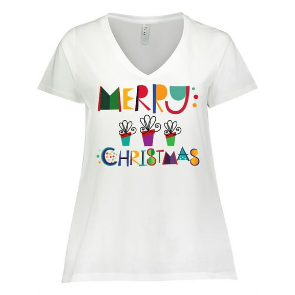 Inktastic Merry Christmas Holiday Women's Plus Size V-Neck T-Shirt