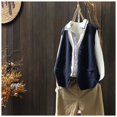 thumbnail image 4 of Qetyuw Button Down Sweater Vests for Women Knit Sleeveless V Neck Vest Solid Color Casual Tank Tops with Pockets, 4 of 6