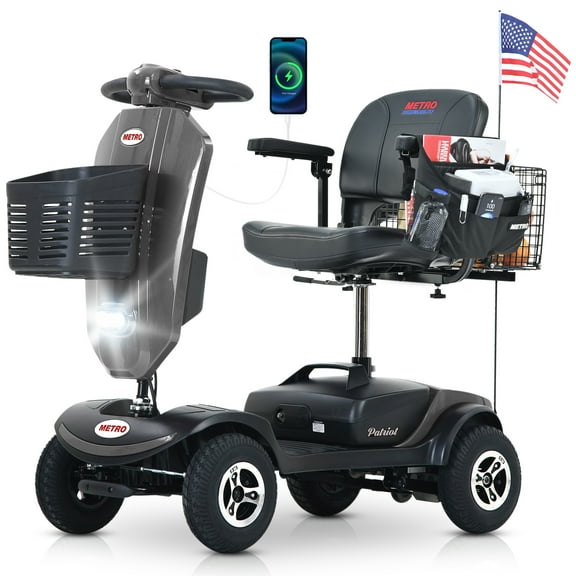 BAMACAR Metro 4 Wheel Electric Mobility Scooter for Seniors Adults 300 lbs Portable collapsible All Terrain Travel Scooters Disability Folding Mobility Scooter Lightweight Foldable Handicap Scooters