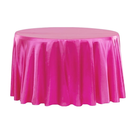 1 Pc, Satin 132" Round Tablecloth - Fuchsia(Machine Washable & Cool Dry) For Wedding Or Event Decor