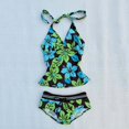 thumbnail image 2 of Cute Tankinis Swimsuit Y2k Floral Set for Women Vintage Whimsy Beach Swimsuit 2 Pieces Aesthetics Swimwears Sets (Blue M), 2 of 4