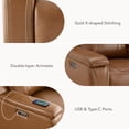 thumbnail image 6 of ReNest Dual Motor Power Recliner with 165° Lay-Flat, Top-Grain Leather, X-Stitch Detailing, USB and Type-C Charging,Saddle, 6 of 22