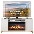 thumbnail image 7 of BELLEZE Fireplace TV Stand with 36" Electric Fireplace, Entertainment Center for TVs Up to 75", TV Console with Storage Cabinet and Open Shelf for Living Room, Bedroom - London (White), 7 of 7