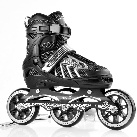 Eonwise Radar Adjustable Size Inline Skates 3 Wheels Skating Shoes For Boys And Girls 10 To 14 Age With Necessary Skating Kit & Liner Skates Shoe (Black)