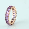 thumbnail image 2 of KIRAN FINE JEWEL Baguette Purple Amethyst Wedding Ring Rose Gold Plated 925 Sterling Silver Wedding Band Ring Statement Jewelry Gift For Her, 2 of 5