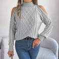 thumbnail image 4 of Bibifish Womens Sweaters Cold Shoulder Cable Knit Sweaters Solid Color Turtleneck Fall Winter Soft Long Sleeve Knit Pullovers Tops, 4 of 5