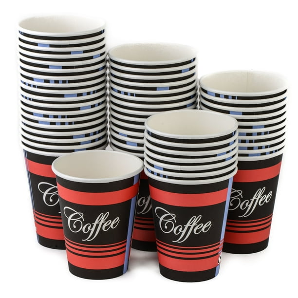 [50 Pack] 10oz Classic Durable Disposable Paper Coffee Hot Cups For Hot