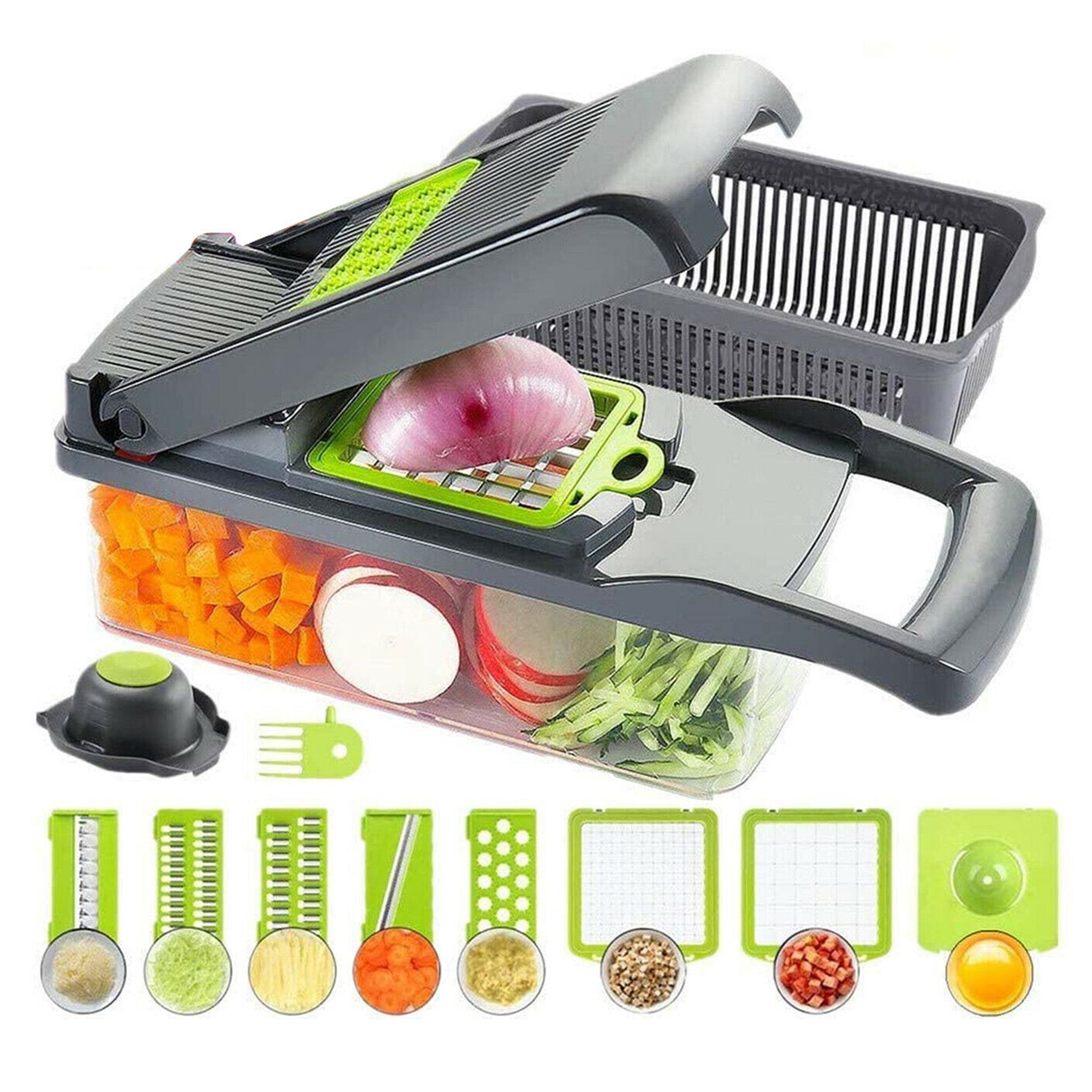 Food Chopper Spiral Slicer Shredder Onion Garlic Fruit Vegetable Cutter Metal# 