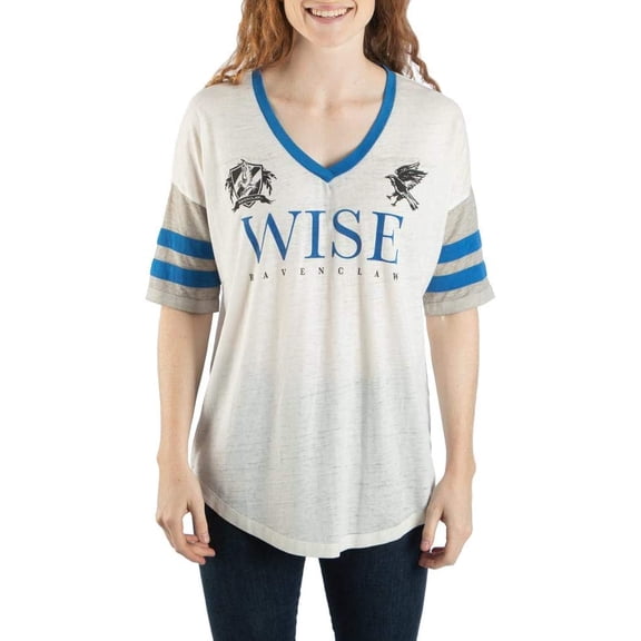 Harry Potter Quality and House Crest Womens' V-Neck T-Shirt, Ravenclaw XL