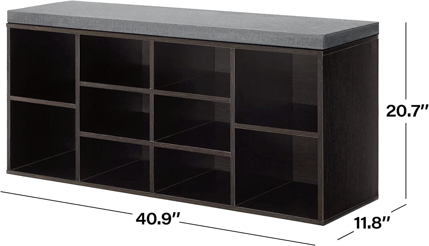 YRLLENSDAN 3 Tier Shoe Benches for Entryway, Small Shoe Bench Storage with Cushion Seat Shoe Cubby Storage with Bench Adjustable Shoe Rack Bench Shoe Organizer Wood Shoe Shelf for Living Room