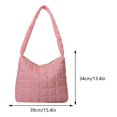 thumbnail image 2 of Bolso de hombro acolchado de invierno para mujer Bolso grande Bolso de mano de color sólido (Rosa), 2 of 8