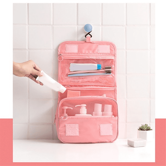Hanging Toiletry Bag, Toiletry Bag, Waterproof Large Capacity Travel Size Toiletries, Makeup Organizer Bag Pink
