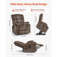 thumbnail image 3 of KFFKFF Electric Lift Recliner Chair with Dual Motor, Adjustable Positions, Heat and Massage Functions for Seniors, Velvet Upholstery, Storage Pockets, Cup Holders, Brown, 3 of 9