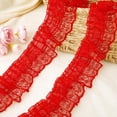 thumbnail image 1 of 11 Yards White Lace Ribbon Lace Trim Double Layer Sewing Laces Vintage Ruffled Ribbon Trim Pleated Organza Laces for Sewing DIY Crafts Clothing Dress Gift Package Wedding Decoration,Red, 1 of 6