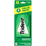 Trident Sugar Free Gum, Spearmint, Value Pack, 8 Packs of 14 Pieces (112 Regular Size Pieces) - 2 Pack