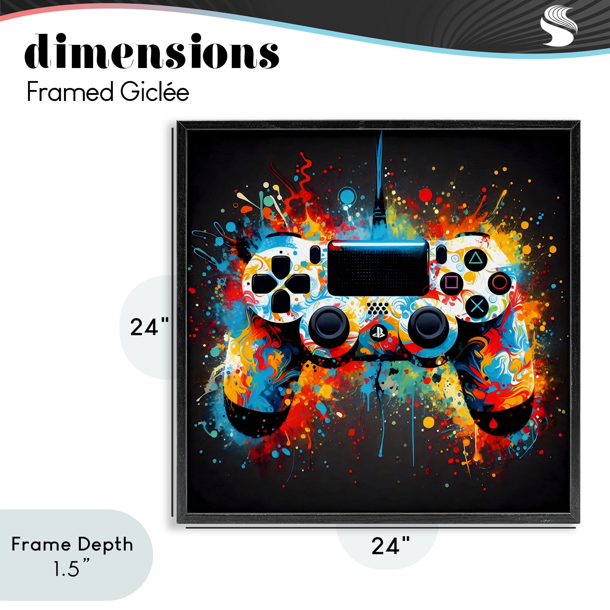 Stupell Industries Colorful Controller Swirl Black Framed Giclee Art, design by Creative Studio