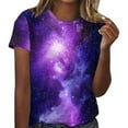 thumbnail image 2 of Women's 2025 Starry Galaxy Shirt 3D Galaxy Print T Shirt Glitter Shirt Fashion Starry Summer Shirt Round Neck Short Sleeve Top Carnival Outfit, 2 of 4