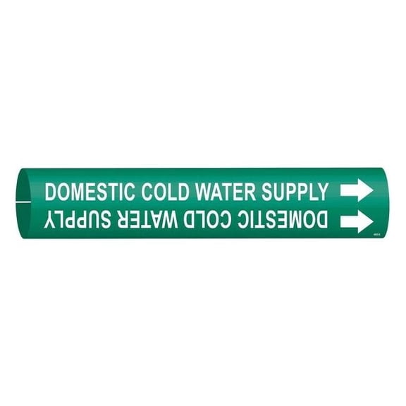 Brady Pipe Marker,Domestic Cold Water Supply, 4050-B 4050-B