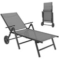 thumbnail image 1 of Outsunny Chaise Longue Pliante, Chaise de Bronzage Réglable à 5 Niveaux, Gris, 1 of 10
