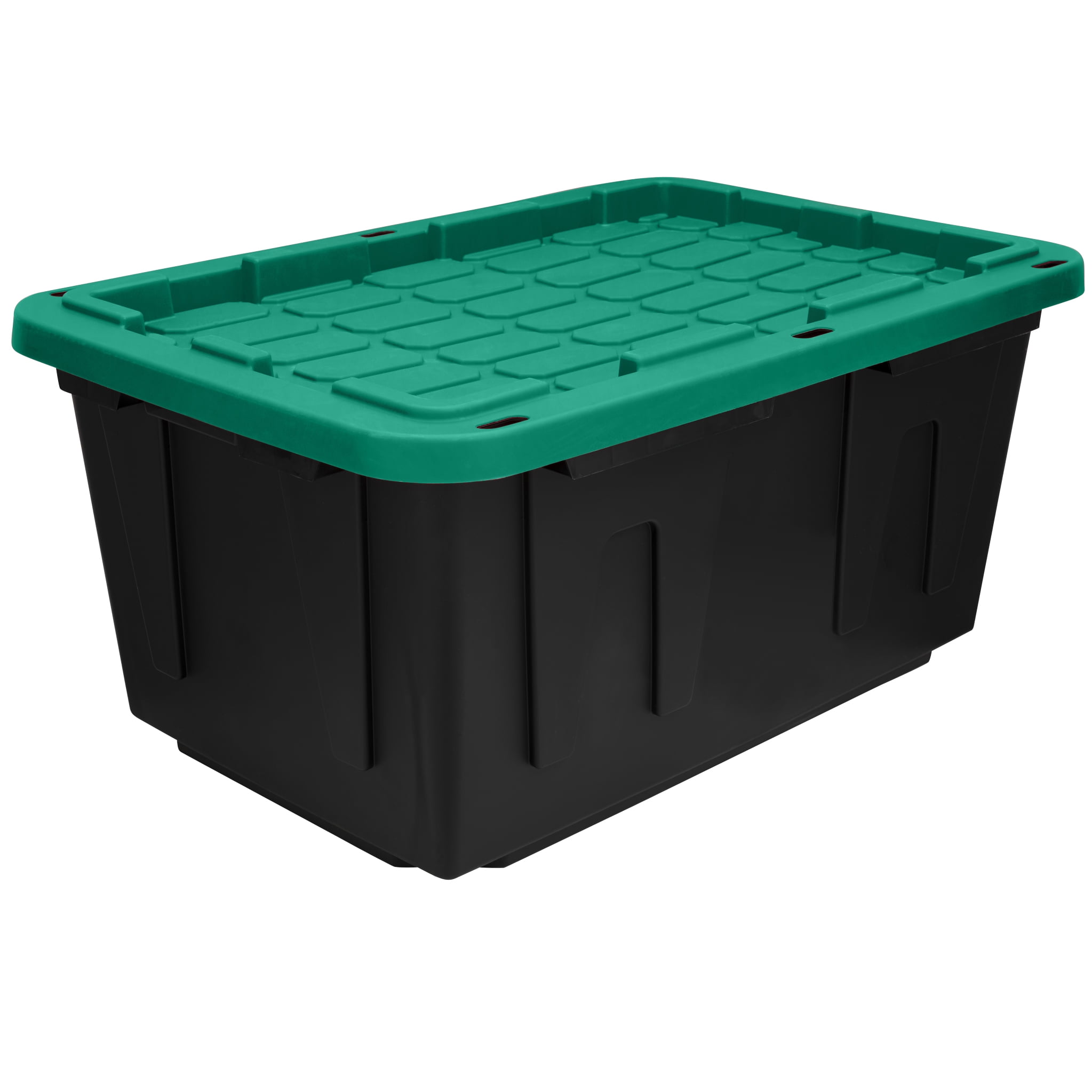 Heavy Duty 27 Gallon Plastic SnapLid Storage Tote Box, Black Base