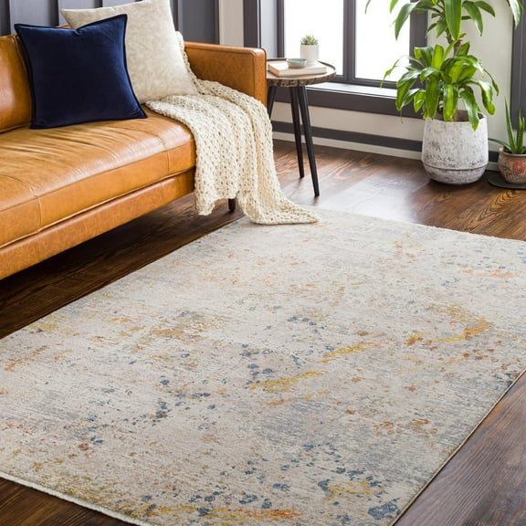 Mark&Day Area Rugs, 9x13 Wood River Modern Cream Area Rug, Beige Blue Orange Carpet for Living Room, Bedroom or Kitchen (8'10" x 13')
