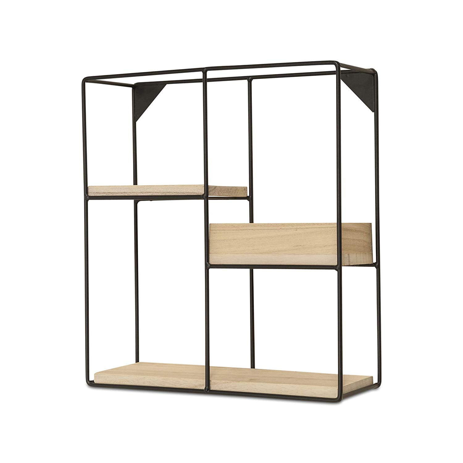 Modernist Industrial Chic Floating Box Shelf Unit, Wall Mounted, Black