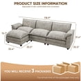 thumbnail image 7 of Homall 3-seat Cloud Couch L-shaped Sectional Sofa with reversible toffee chair Movable Footrest Sofa, Gray, 7 of 7