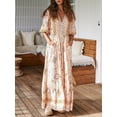 thumbnail image 3 of Biekopu Women Summer Bohemian Dress Casual V Neck Flowy Long Party Dress with Pocket for Beach Cocktail Streetwear, 3 of 9