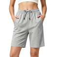 thumbnail image 2 of Cagogo Women Loose Drawstring Shorts Casual Solid Beach Bermuda Pants Summer Active Lounge Yoga Swimwear Travel Trousers, Gray 2XL, 2 of 7