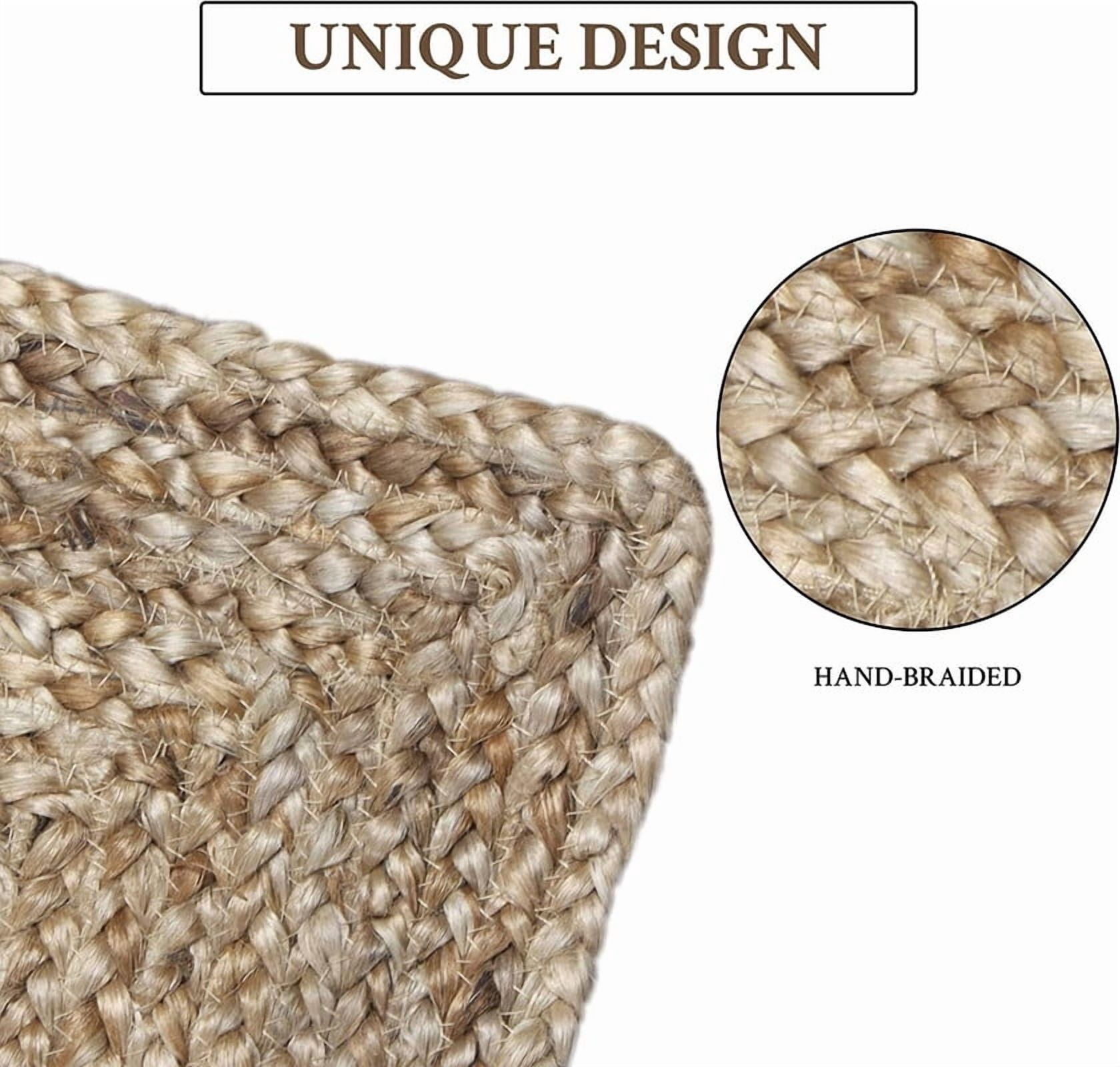 Scalloped Oval Jute Area Rug, Handwoven Farmhouse Braided Reversible Eco-Friendly Boho Rug for Living Room, Bedroom, Kitchen Border, 12 X 15 FT