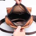 thumbnail image 4 of Bolso bandolera de cuero, bolso de hombro para hombre, correa ajustable con hebilla magnética para negocios de oficina, marrón, 4 of 5