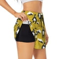 thumbnail image 3 of Lsque Cartoon Bear Yellow Printed Women's Running Shorts with Liner Pockets,Elastic Quick Dry Workout Athletic Gym Yoga Shorts,Womens High Waist Shorts-Medium, 3 of 9