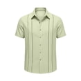 thumbnail image 4 of IWRICH Mens Cuban Guayabera Shirt Short Sleeve Button down Shirts Summer Beach Vacation Shirts Light Green XXL, 4 of 4