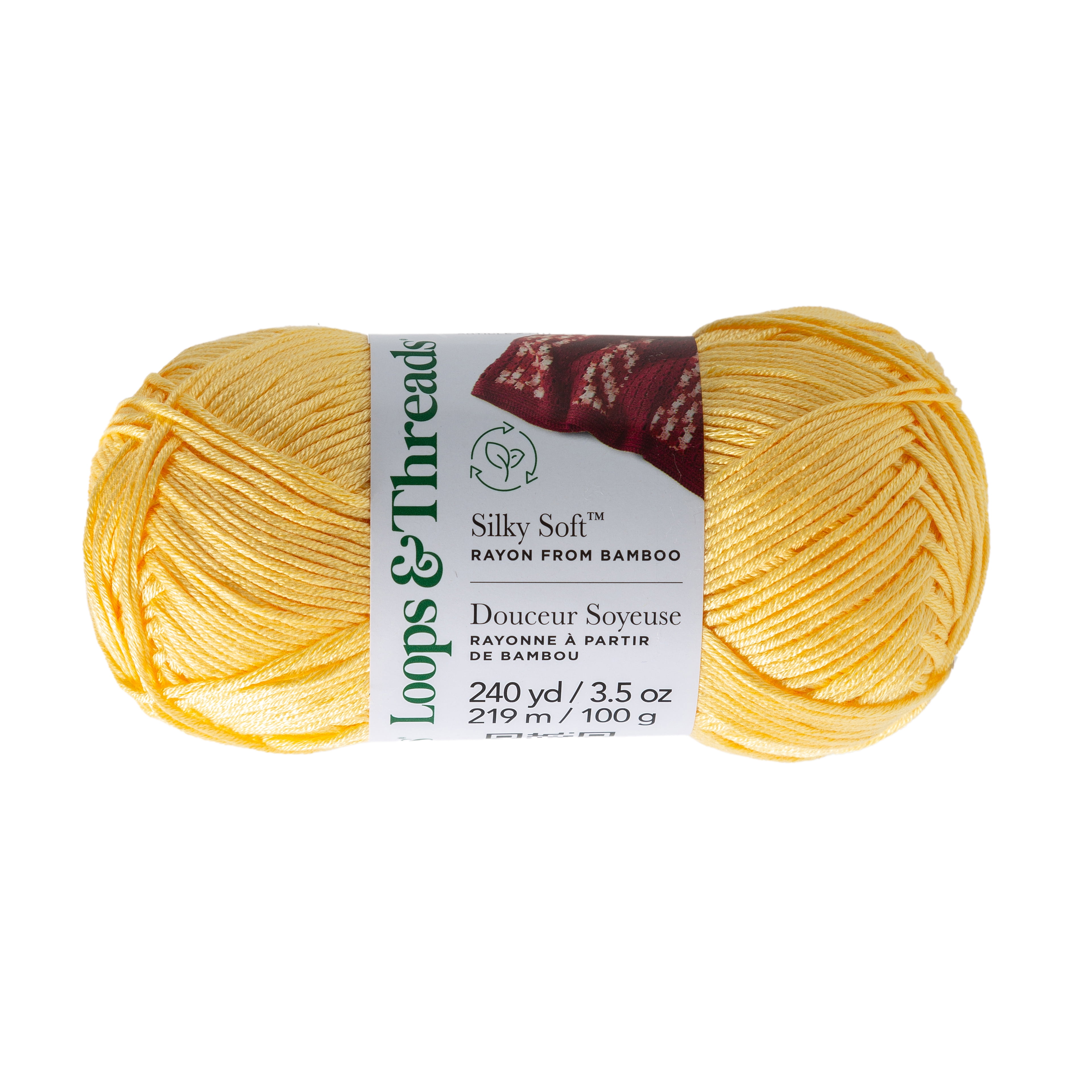 (3 pack) Silky Soft Yarn by Loops & Threads - Yarn for Knitting - Crochet - Weaving - and Arts & Crafts - Yellow - Bamboo - 3.5 oz