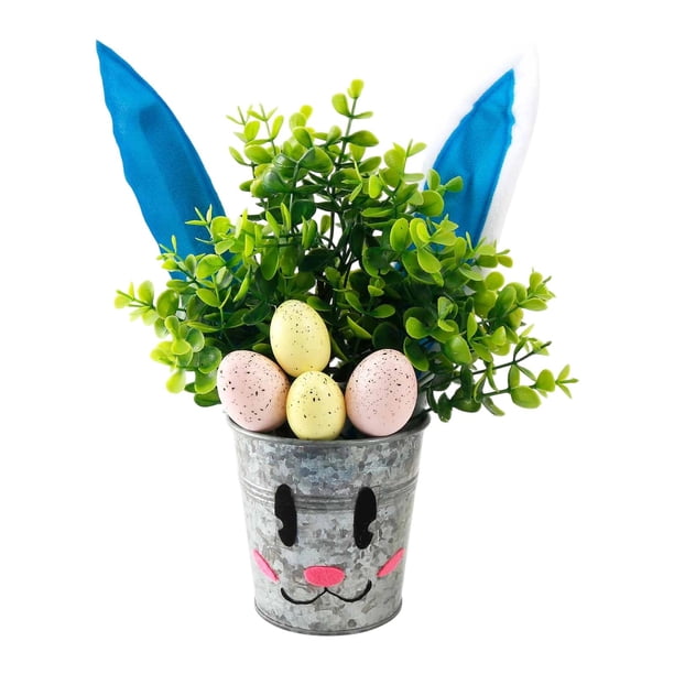 Centro de mesa con plantas artificiales en maceta para Pascua, arreglo de plantas artificiales en maceta, falsas para mesa de boda estilo