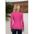 thumbnail image 4 of Vafful Women Long Sleeve Tops Ruffle Crew Neck T Shirts Casual Fall Top Clothes Soft Breathable Eyelet Tops Blouses Slim Fit Ribbed Tunics 2023 Causal Long Balloon Sleeve Hot Pink S-XL, 4 of 5