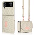thumbnail image 3 of for Samsung Galaxy Z Flip 3 Crossbody Wallet Case, With Kickstand,Stylish Purse Flip PU Leather Handbag Case with Card Slots and Detachable Shoulder Strap for Samsung Galaxy Z Flip 3,White, 3 of 10