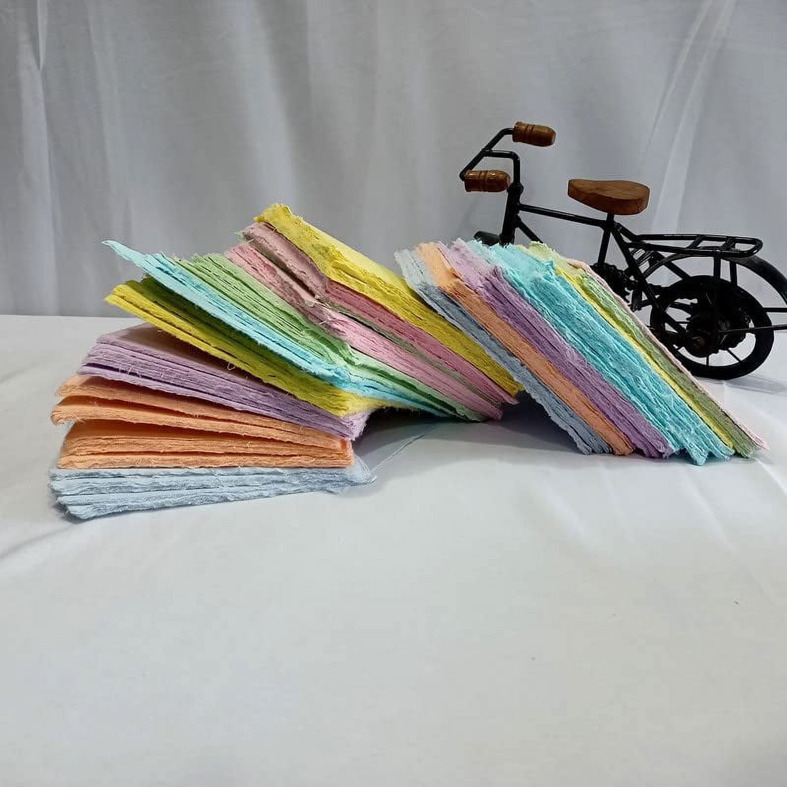 Deckle Papers® Handmade Card Stock -Envelope, Calligraphy, Scrapbooking, Wedding Invitation, Origami, Menu Cards, Drawing, Watercolor, Thank You Notes, Place Cards Size-9x9" Pack of-50-Multicolor