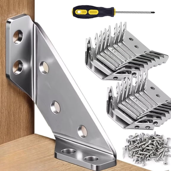 40Pack Heavy,Duty Corner Brackets w,280 Screws & Driver, Industrial Steel Braces for Cabinets & Furniture
