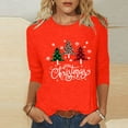 thumbnail image 2 of Fheaev Ugly Christmas Hoodie Sweatshirt For Women Graphic Christmas Tree Printed Winter Holiday Pullovers T-Shirt Blouse Top Crew-Neck 3/4 Sleeves Loose Casual Funny Christmas Sweaters, 2 of 5